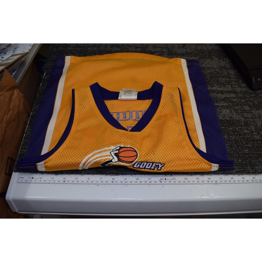 Goofy Goliaths Jersey Shirt Kids XL‎ Yellow Purple Basketball Disney World 32 - Picture 12 of 16